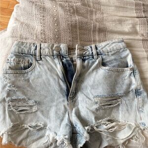 Garage Light Blue Distressed Denim Jean Shorts